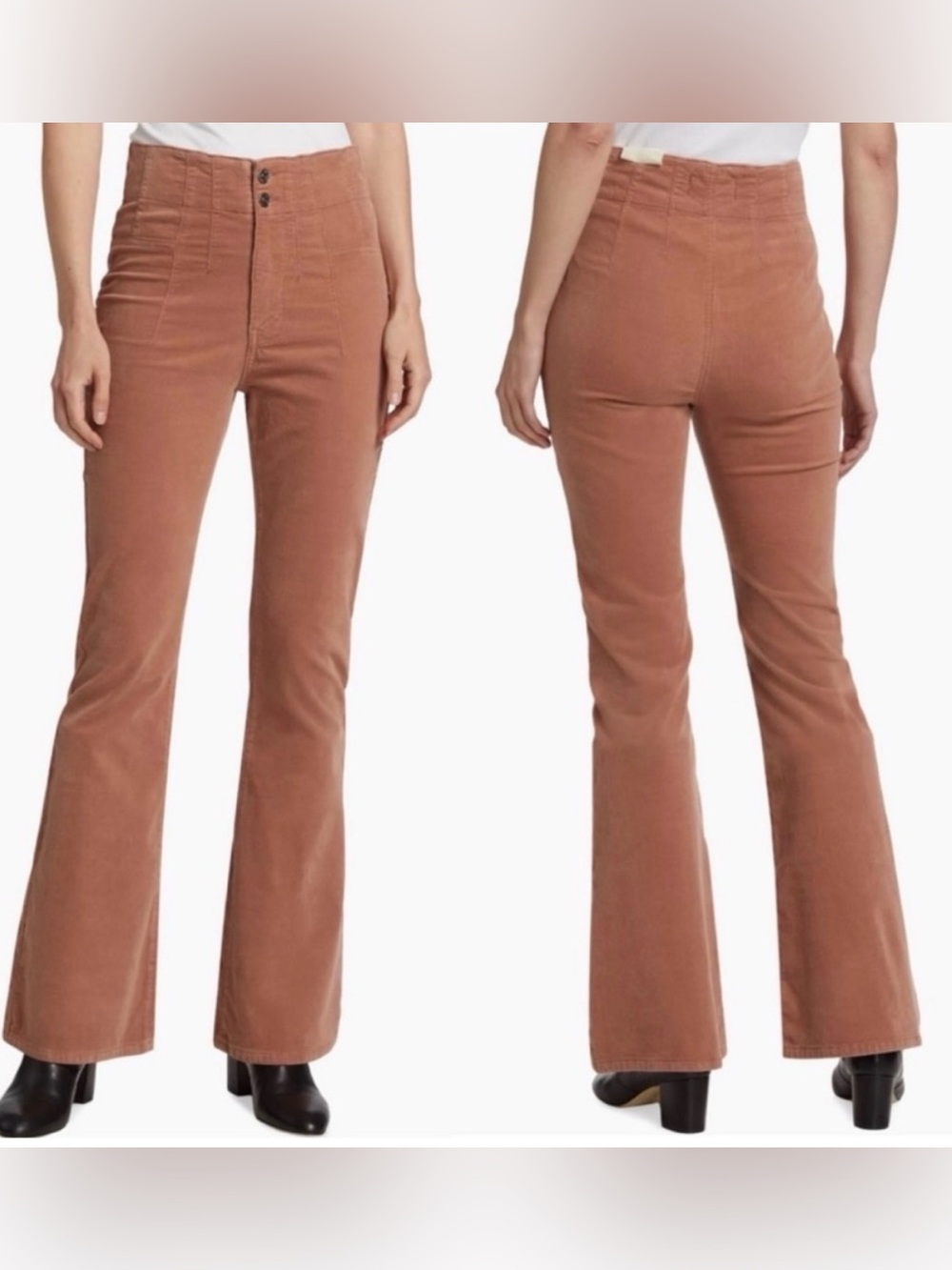Free People EUC Jayde Corduroy Flare Pants Brown 29 High Rise